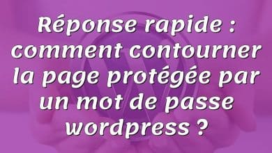 Réponse rapide : comment contourner la page protégée par un mot de passe wordpress ?